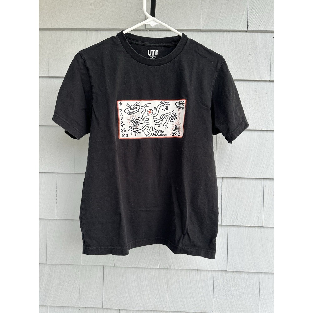 UNIQLO UT Keith Haring Tee‎ Adult Small Black Graphic Art Shirt 1983 UFO Design
